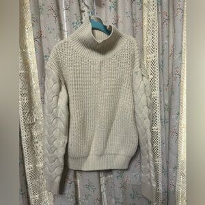 Mini Molly By Molly Bracken Cream Chunky Knit Mock Neck Sweater Girl’s Size 10